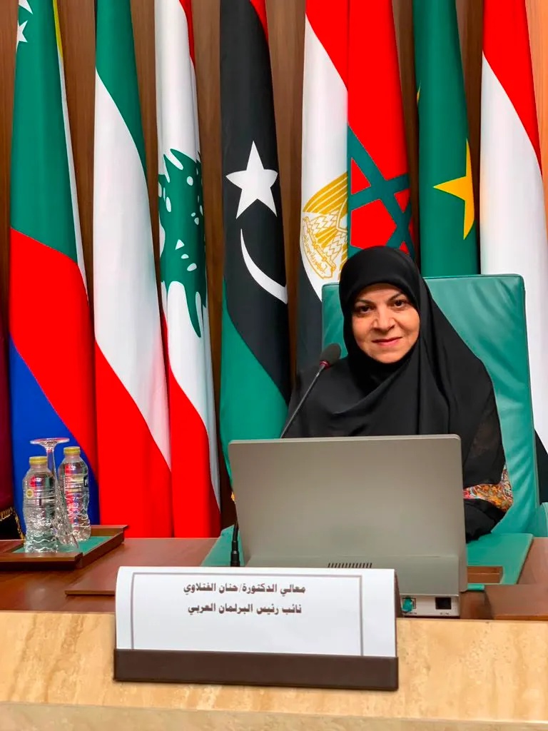 Arab Parliament President Congratulates Hanan Al-Fatlawi on Vice-President Post - برلمان عربي حنان الفتلاوي Arab Parliament Hanan Al-Fatlawi