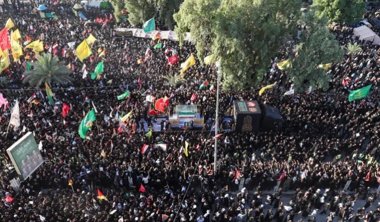 الحشد الشعبي يعلن مشاركة ملايين المشيعين في مراسم تشييع الراحل علي الخامنئي بكربلاء المقدسة - تشييع كربلاء Funeral Karbala